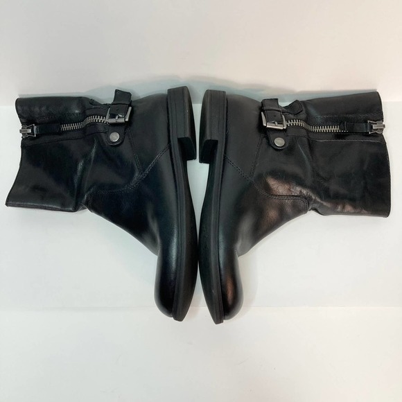 Nine West Black Leather Moto Style Biker Boots Women's Size 8M Buckle Zipper - Picture 14 of 16
